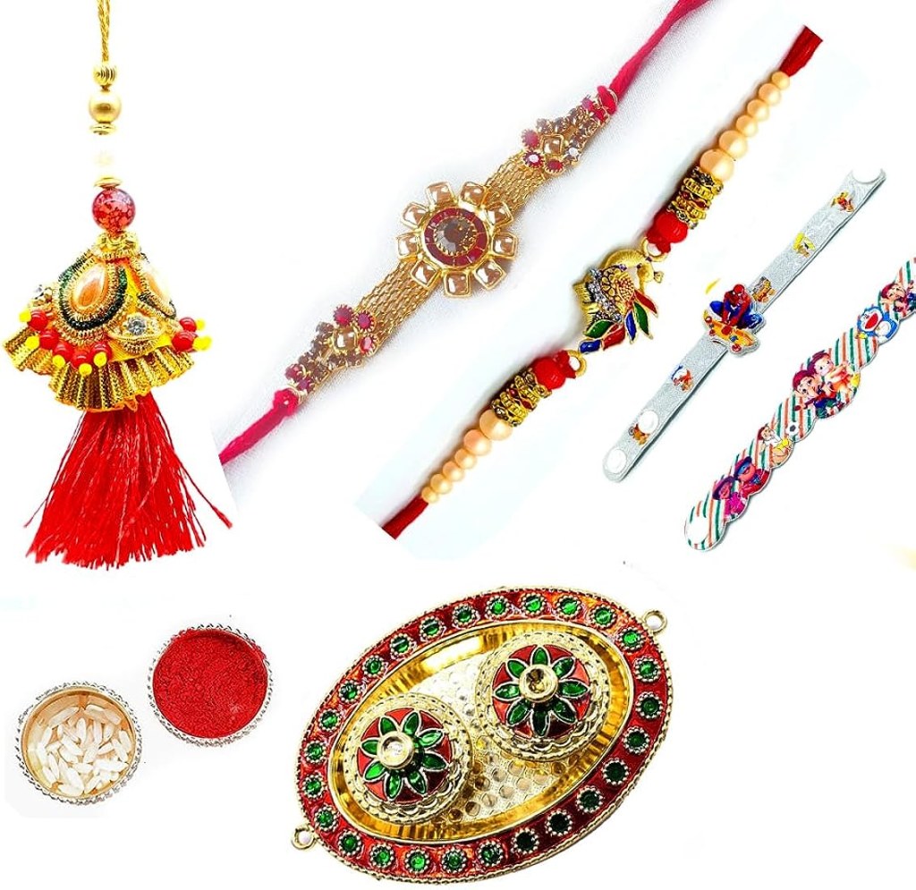 Picture of: DEGRACE Traditional Floral Rakhi Lumba kids rakhi and thali with