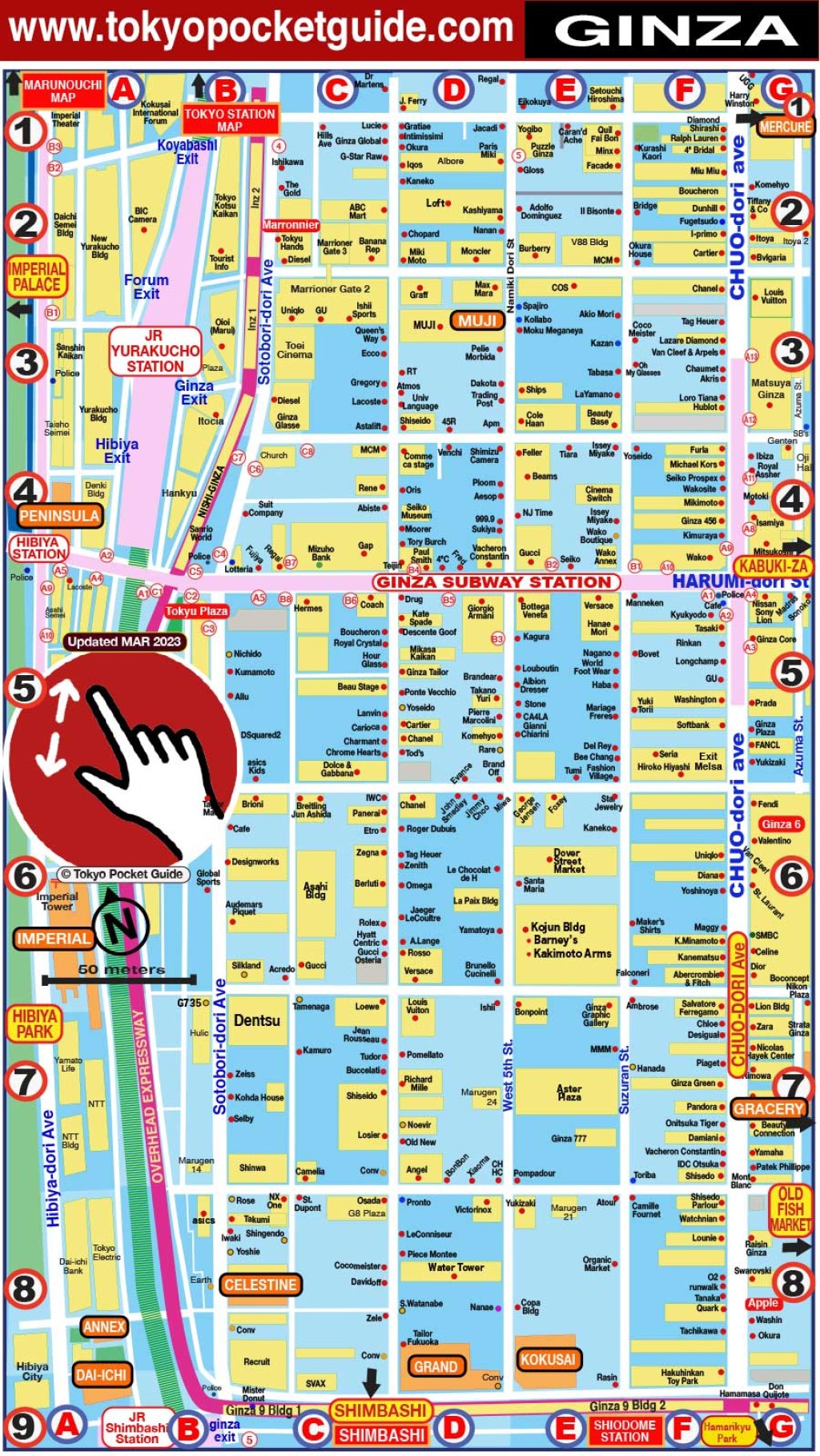 Picture of: TOKYO POCKET GUIDE: Ginza map in English for Shopping and Stores
